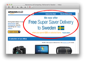 amazon free delivery sweden